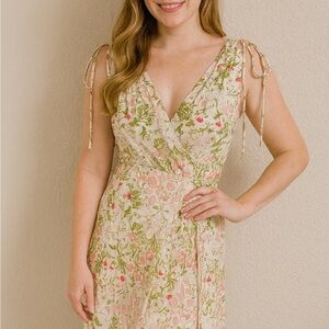 New York & Company Pink and Green Floral Dress